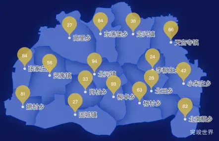 echarts保定市定兴县地图水滴状气泡图实例